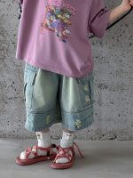 【100-150】ショートパンツ デニム ダメージジーンズ ゆったり - 画像 (5)
