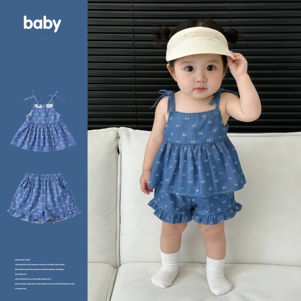 【73-100cm】セットアップ ベビー 女の子 リボン フリル