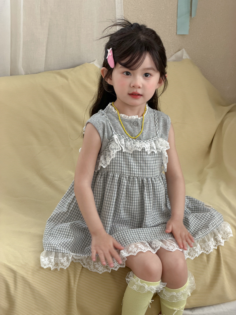 O1CN01zZxCm41ZxahNjfepR_4266583261-0-cib.jpg 【90-140】ベストorキャミソールワンピース 女の子 レースフリル スウィート - 画像 (1)
