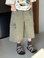 【90-150】7分丈デニムパンツ 韓国ヴィンテージ風 ビッグポケット 長く愛せる1本 - 画像 (6)