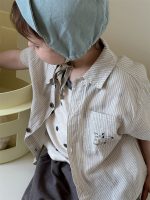 【73-110】シャツ or ドット柄Tシャツ or ショートパンツ ベビー 男の子 ナチュラル - 画像 (6)