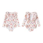 【80-130】水着 長袖 UVカット 背中あき かわいい 女の子 スイムウェア - 画像 (9)