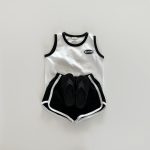 【80-130】セットアップ カジュアル ノースリーブトップス+ショートパンツ - 画像 (7)