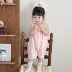 【66-100】カバーオール ベビー ウサギ耳 チェック柄 - 画像 (3)