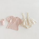 【66-90】セットアップ Tシャツ＆レースサロペットショートパンツ パフスリーブ - 画像 (5)