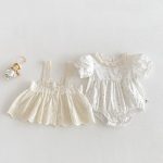 【66-90】2点セット ロンパース ベビー 花柄 レース - 画像 (5)