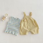 【66-90】星柄サロペット&カラフルボーダータンクトップ ベビー セットアップ - 画像 (4)