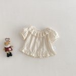 【73-100】ブラウス or ドットショートパンツ ベビー 女の子 コットン ジャガード - 画像 (4)