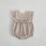 【66-130】ロンパース or ワンピース ベビー 女の子 ストライプ フリル - 画像 (7)