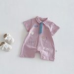 【66-90】カバーオール ベビー カジュアル ネクタイ付き - 画像 (2)