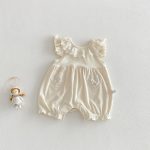 【66-90】カバーオール ベビ 女の子 レースフリル 丸襟 - 画像 (2)