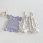 【66-90】セットアップ Tシャツ&サロペット ベビー 小花柄 フリルスリーブ - 画像 (4)
