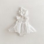 【66-90】ロンパースワンピース ベビー 女の子 フリルスリーブ チュール - 画像 (2)