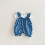 【66-90】カバーオール ベビー 女の子 デニム風 プリント切替 - 画像 (4)