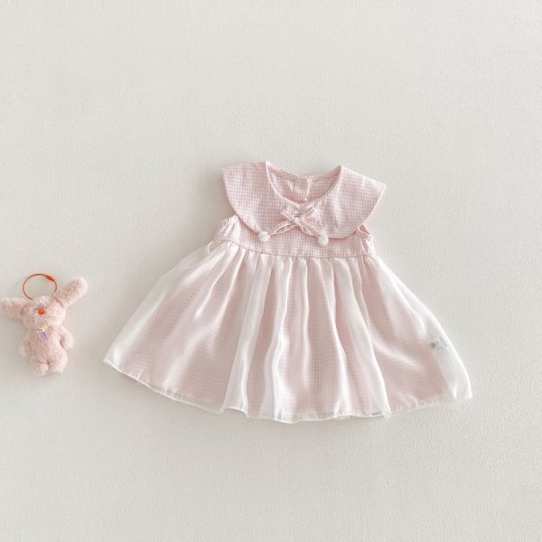 【66-90cm】ワンピース ベビー 女の子 チェック チュール スウィート