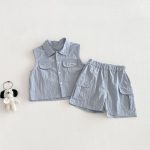【73-100】セットアップ ベビー 韓国風 シンプル ノースリーブ - 画像 (5)