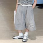 【100-170】ワイドパンツ キッズ 七分丈 韓国風 ゆったり - 画像 (6)
