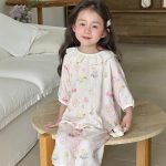 【100-160】パジャマ ガーゼ 女の子 ルームウェア 七分袖 上下セット エアコン対策 キッズ 部屋着 - 画像 (6)