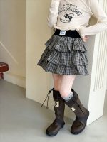 【100-170】ミニスカート 女の子 韓国風 ガーリー チェック柄 - 画像 (3)