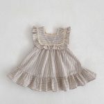 【66-130】ロンパース or ワンピース ベビー 女の子 ストライプ フリル - 画像 (8)