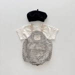 【66-90】セットアップ ベビー チェックサロペットロンパース&半袖Tシャツ - 画像 (4)