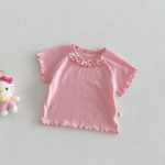 【73-120】Tシャツ ベビー 女の子 フリル 蝶結び - 画像 (7)