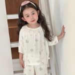 【100-160】パジャマ ガーゼ 女の子 ルームウェア 七分袖 上下セット エアコン対策 キッズ 部屋着 - 画像 (7)