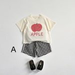 【80-130】セットアップ キッズ服 フルーツ柄 トップス＆チェックショートパンツ - 画像 (9)