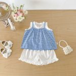 【73-110】セットアップ ブルーチェック トップス&パンツ - 画像 (8)