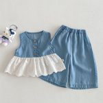 【予約販売】【73-120】セットアップ デニム ノースリーブ 着心地良い - 画像 (8)