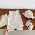【66-90】ロンパース ストライプ ノースリーブ ベビー服 - 画像 (7)