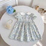 【66-130】ロンパースorワンピース ブルー 花柄 姉妹服 - 画像 (6)