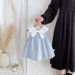 【66-90】ロンパース ブルー ストライプ シンプル 女の子 - 画像 (6)