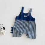 【予約販売】【73-100】サロペット ブルー ストライプ カジュアル ベビー服