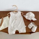 【66-90】ロンパース ストライプ ノースリーブ ベビー服 - 画像 (8)