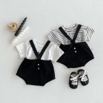 【66-90】サロペットorTシャツ カジュアル シンプル 赤ちゃん服 - 画像 (2)