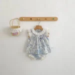 【73-110】セットアップ ベビー 女の子 花柄 フリルデザイン - 画像 (3)