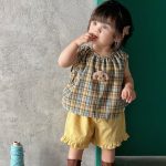 【73-110】セットアップ レトロ チェック 可愛い ベビー服 - 画像 (6)