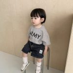 【73-100】半袖Tシャツ ベビー 韓国風 英字柄 - 画像 (5)