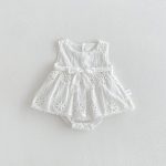 【73-110】ロンパース 蝶結び ホワイト シンプル 女の子 - 画像 (8)