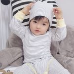 【66-90】ロンパース&レギンス&帽子 ボーダー 肌触り良い シンプル カラフル ベビー服 - 画像 (10)