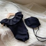 【90-130】水着 韓国風 無地 フリル スイムウェア - 画像 (4)