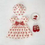 【73-110】ワンピース レッド 蝶結び柄 可愛い 女の子 - 画像 (9)