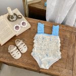 【80-120】水着 ブルー フラワー スイムウェア - 画像 (10)
