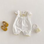 【66-90】オールインワン フリル ホワイト シンプル ベビー服 - 画像 (4)