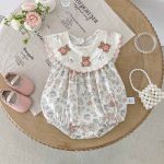 【66-90】ロンパース 熊さん 花柄 おしゃれ ベビー服 - 画像 (4)