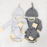 【66-90】ロンパース&レギンス&帽子 ボーダー 肌触り良い シンプル カラフル ベビー服 - 画像 (9)