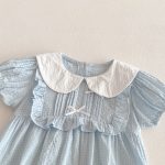 【66-90】ロンパース リボン付き ブルー 可愛い 女の子 - 画像 (5)