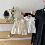 【73-110】ワンピース ベビー 女の子 丸襟 ノースリーブ - 画像 (3)
