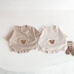【66-90】ロンパース クマ柄 ポケット付き 半袖 ベビー服 - 画像 (7)
